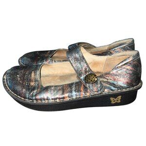 Alegria Paloma Metallic Leather Striped Mary Jane‎ Shoes Size 10.5-11